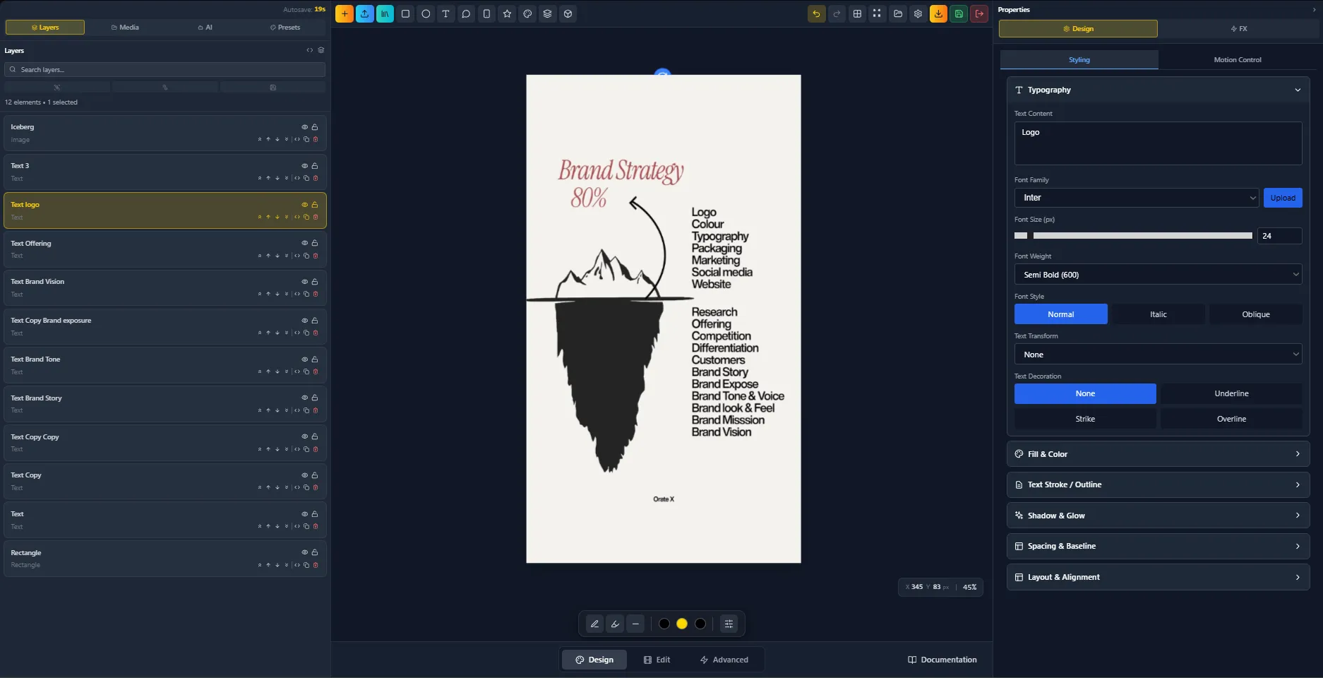 FlashFX Animator, layer panel and effects toolbar
