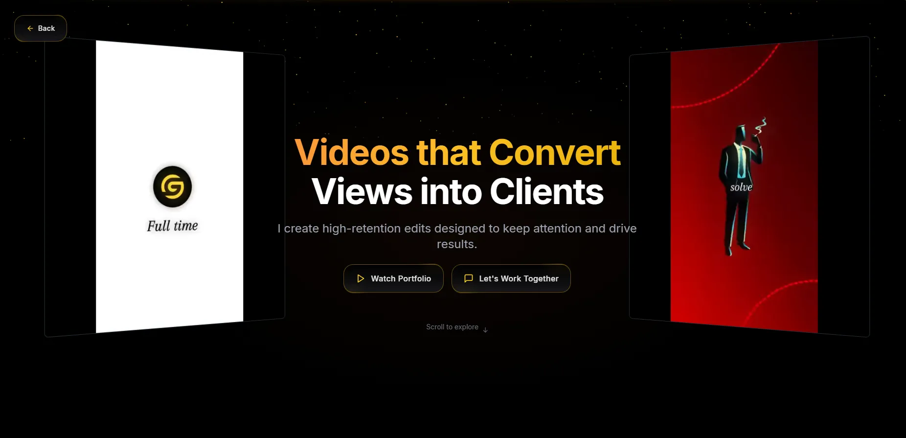 Video editing portfolio site
