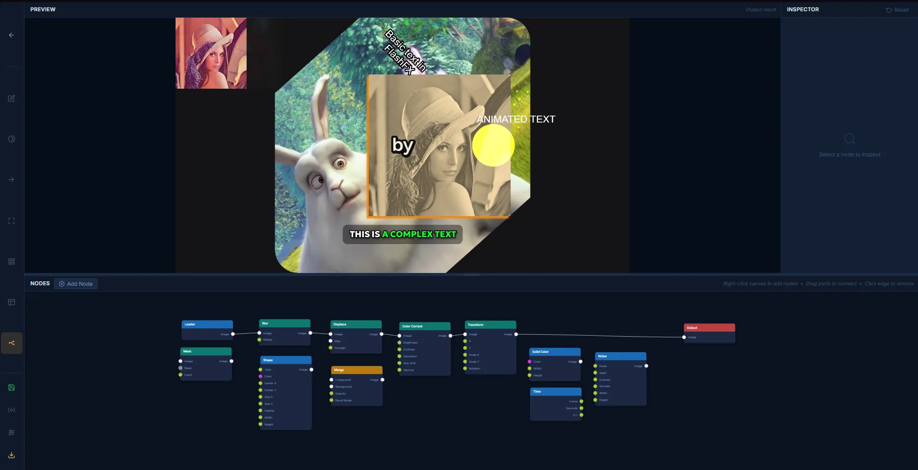 FlashFX Editor 3D compositing interface