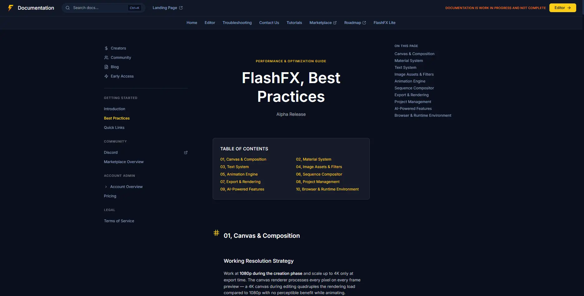 The FlashFX documentation site, view 2 of 4