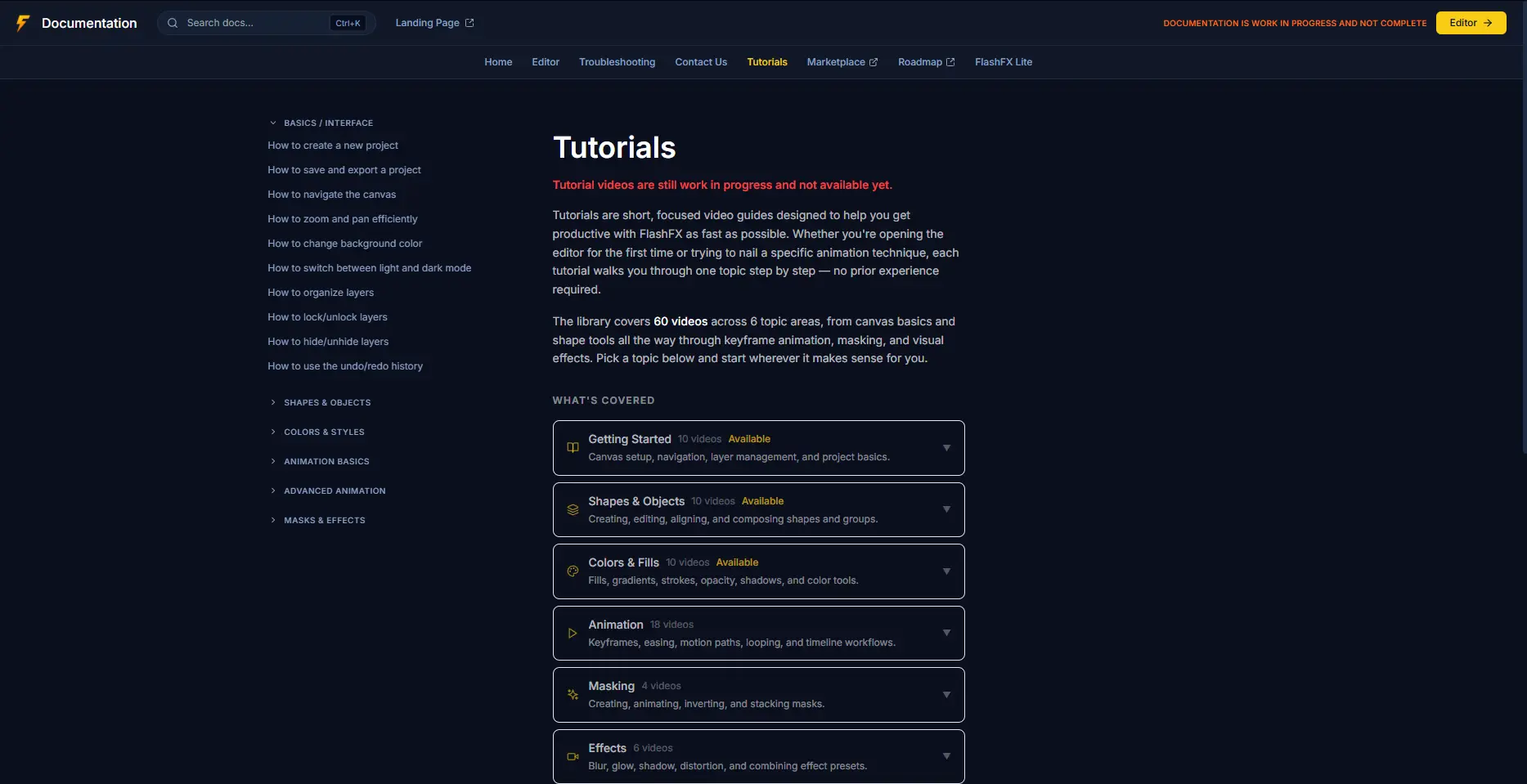 The FlashFX documentation site, view 4 of 4