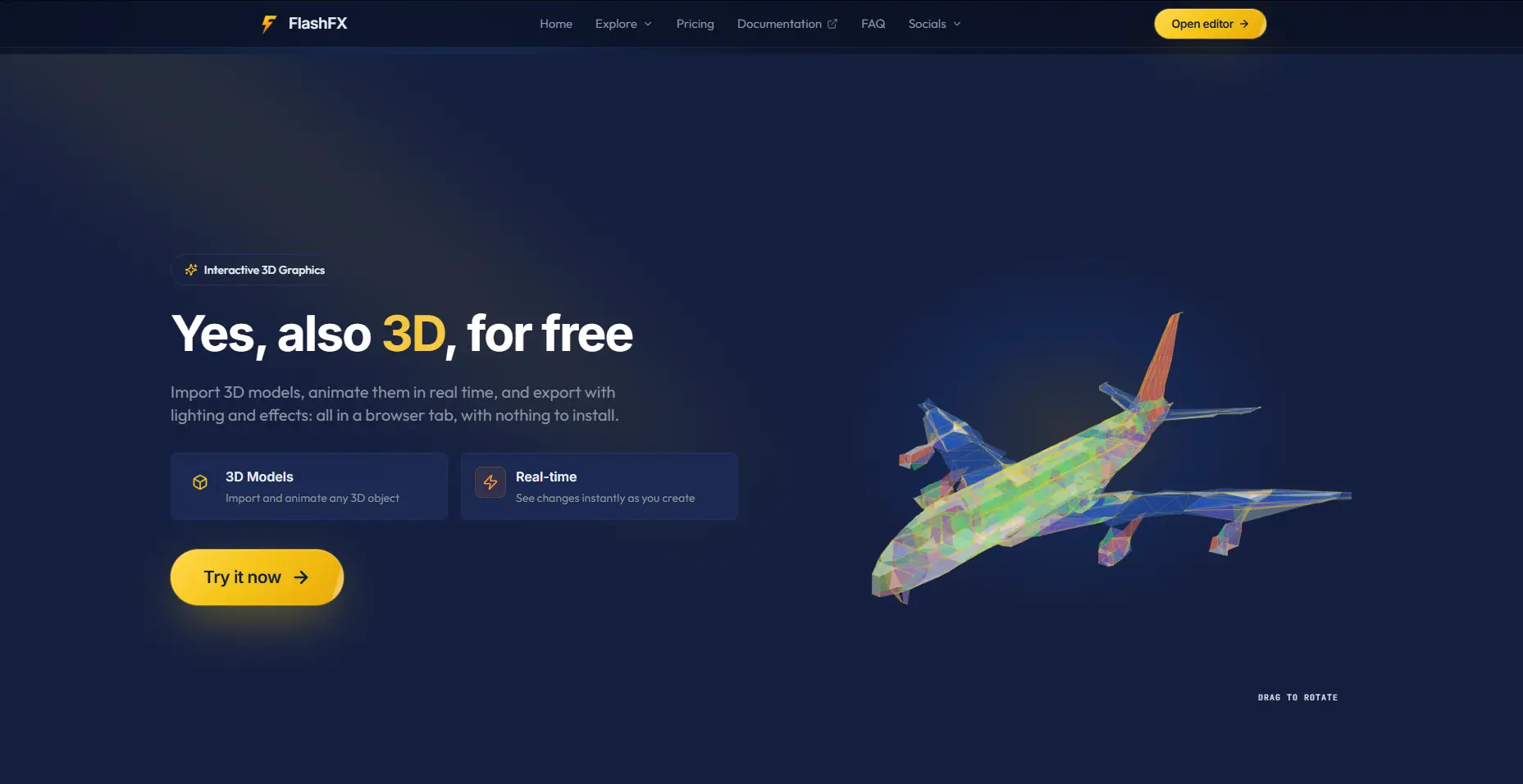 The FlashFX landing page, view 3 of 4