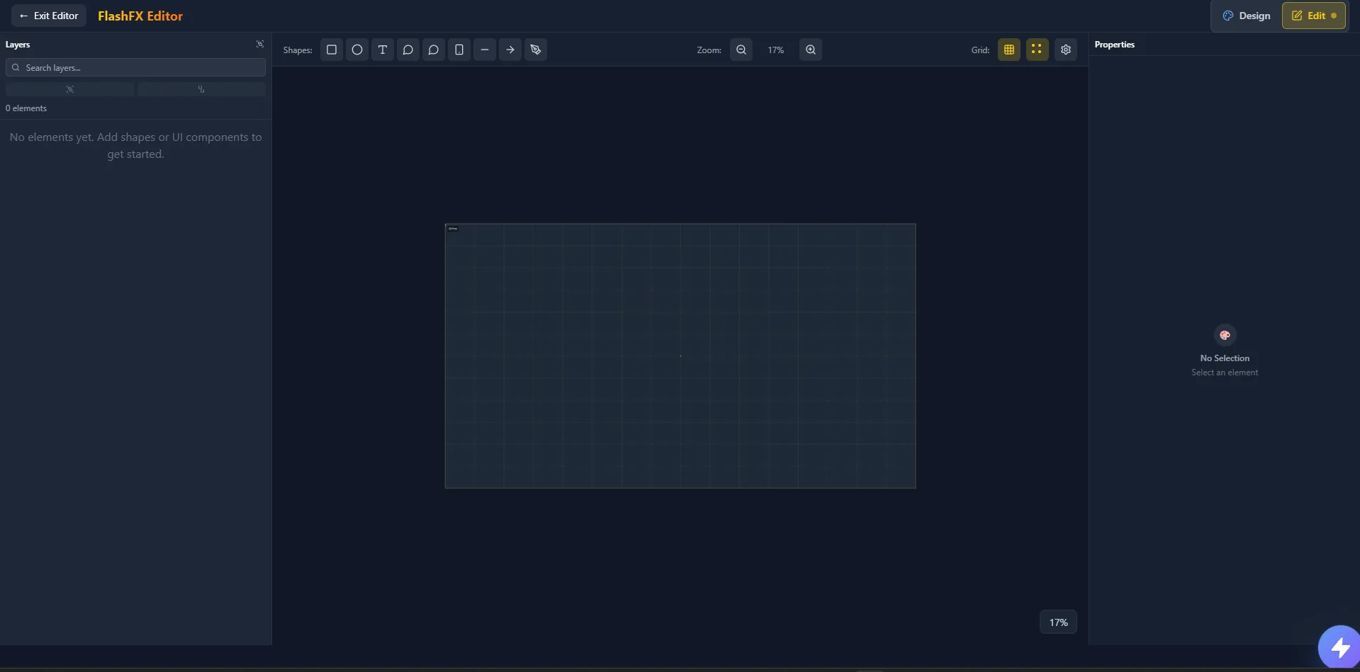 Early FlashFX motion design interface from the late-2024 pivot