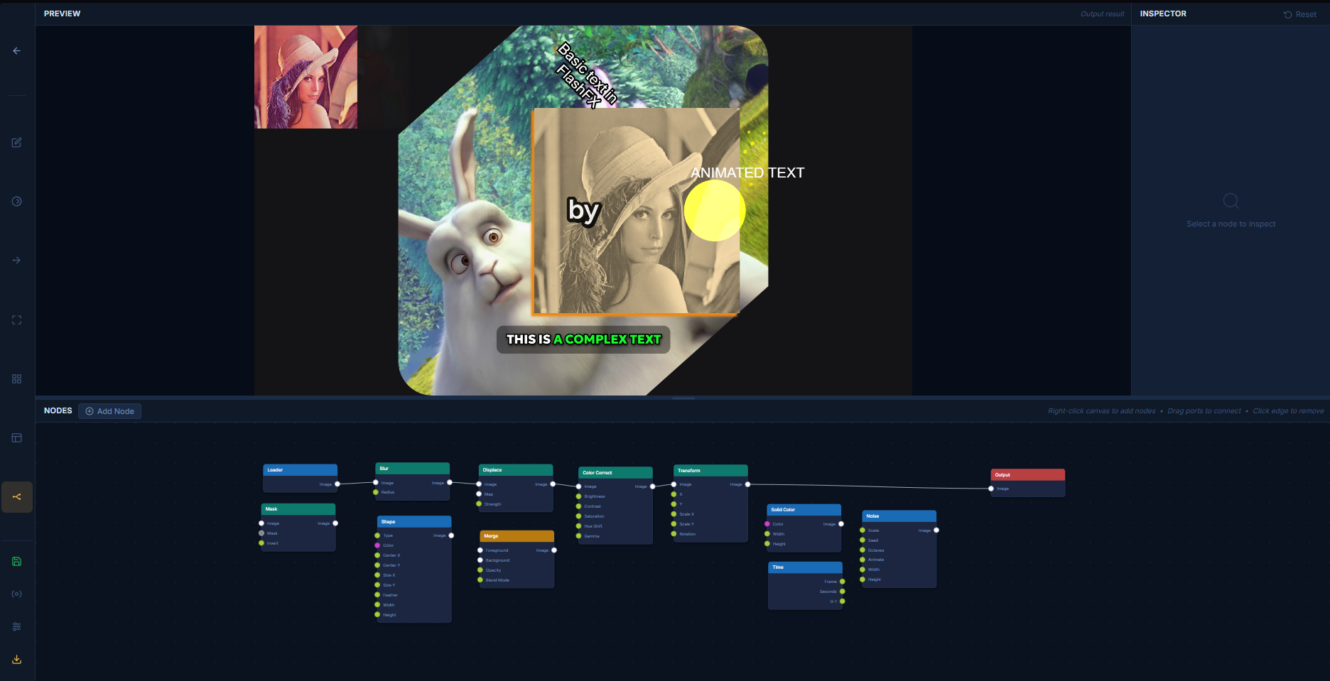FlashFX Editor 3D compositing interface